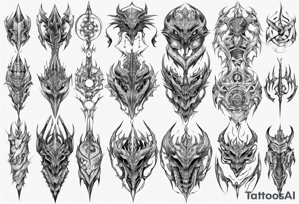 Dragon skin symmetrical tattoo idea