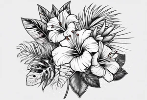TROPICAL FLORAL, PHILLIGRY, INTRIATE, DETAILED, COLORFUL, BRIGHT, STREETWEAR, URBAN WEAR. CLIP ART tattoo idea