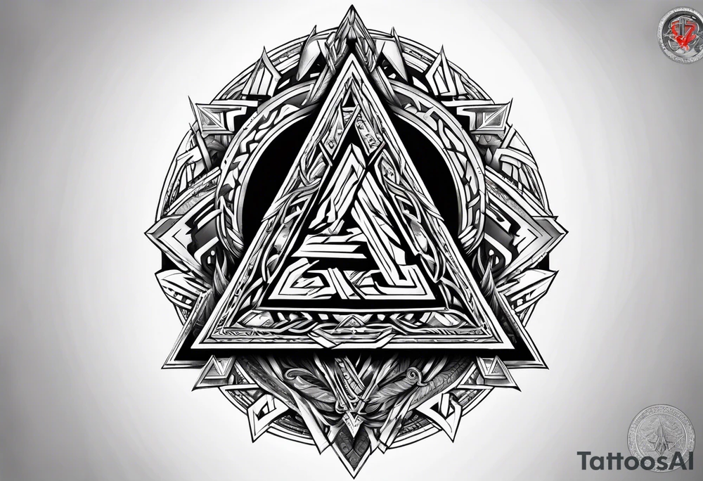 Valhalla valknut shield lightning sword tattoo idea