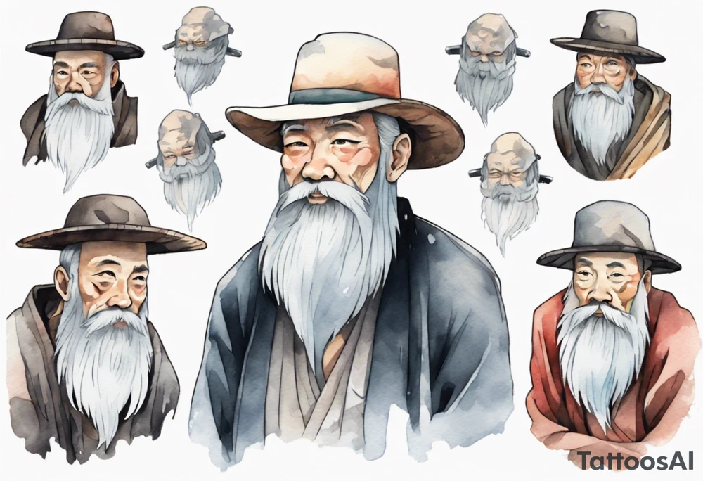 a solitary man with a grey beard tattoo idea