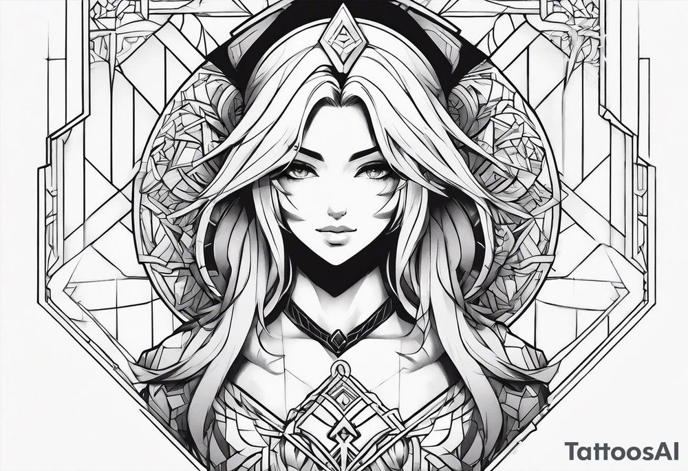 Strong anime women tattoo idea