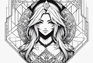 Strong anime women tattoo idea
