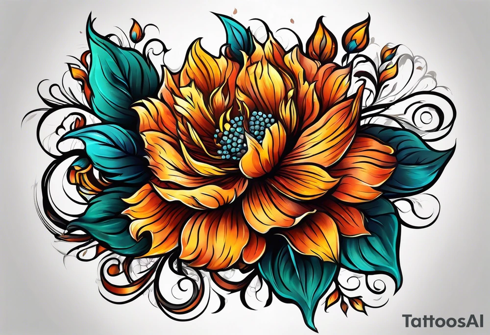 flower fire for a male tattoo tattoo idea