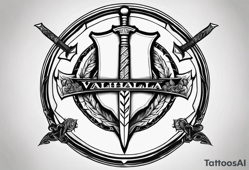 Valhalla sword round shield tattoo idea