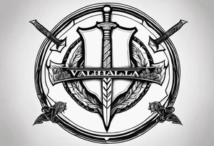 Valhalla sword round shield tattoo idea