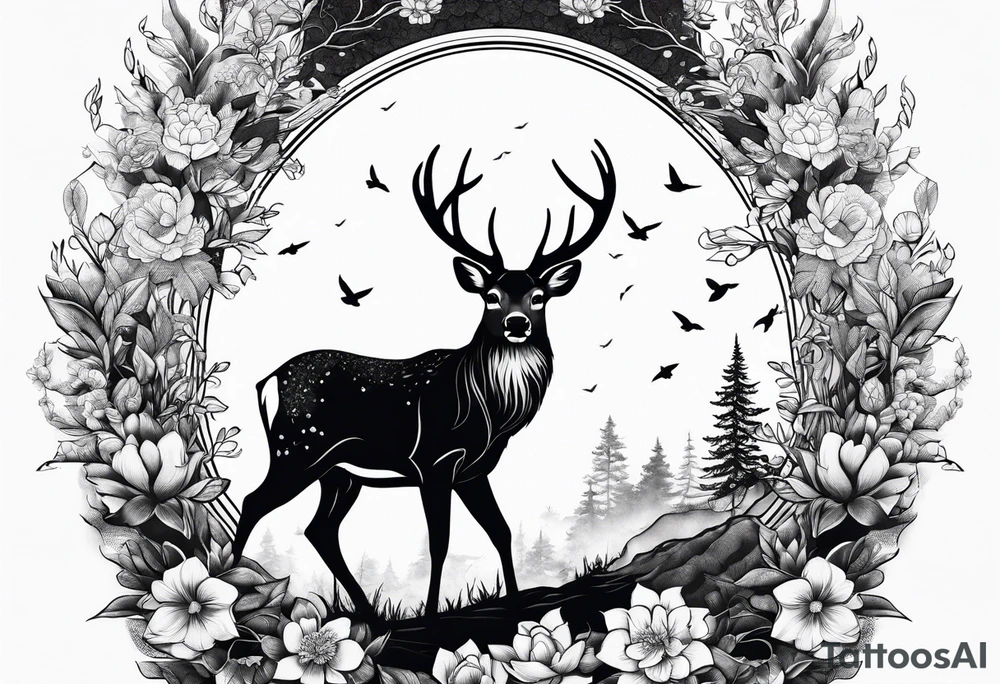 Deer, nature tattoo idea