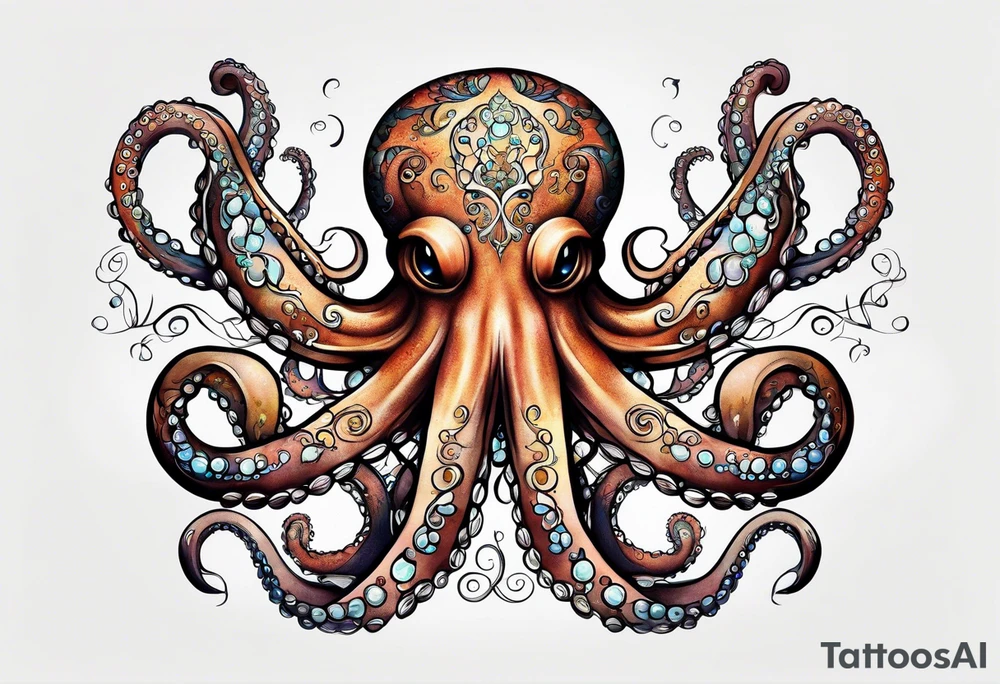 Octopus happy peaceful tattoo idea