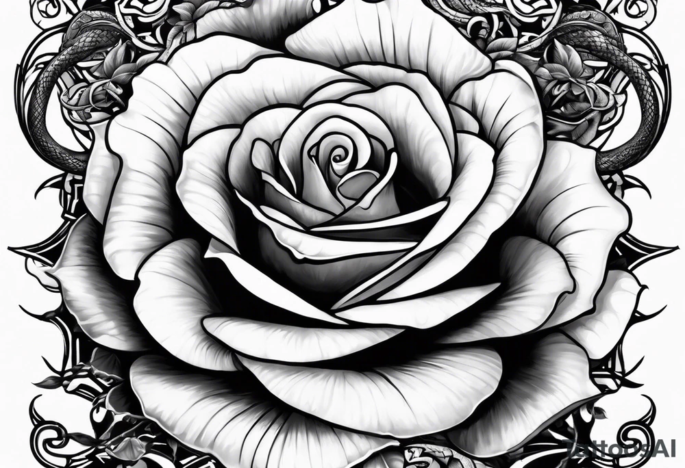 two roses with snake in between tattoo idea