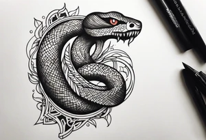 Snake on a battle axe tattoo idea
