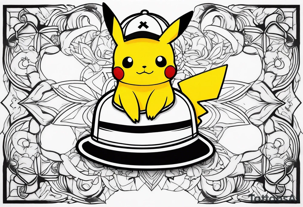 pikachu wearing a snapback tattoo idea