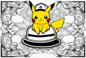 pikachu wearing a snapback tattoo idea