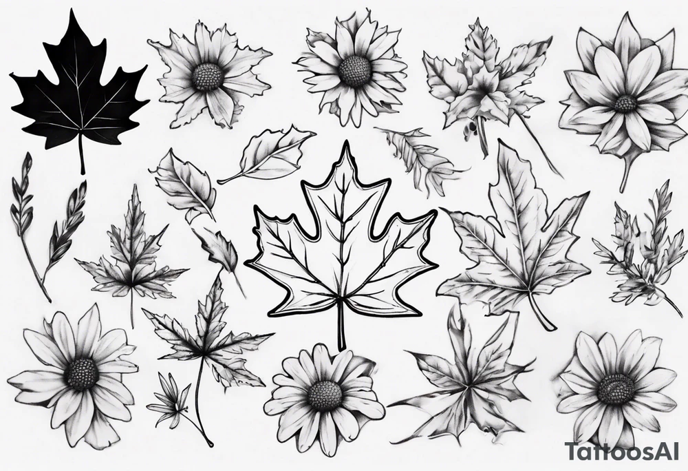 For sale matching maple leaf and daisy tattoo idea