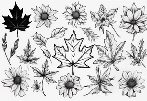 For sale matching maple leaf and daisy tattoo idea