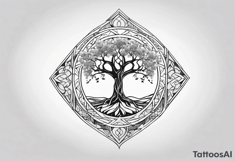 Yggdrasil losange on the back tattoo idea