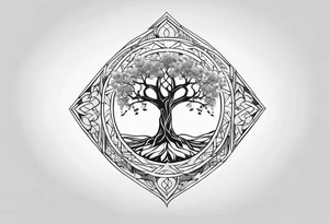 Yggdrasil losange on the back tattoo idea