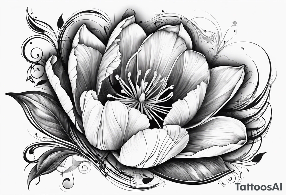 Tulip with music note tattoo idea