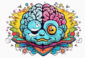 anthropomorphic brain with depression tattoo idea