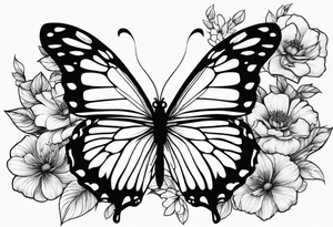 Butterfly on a string of flowers tattoo idea