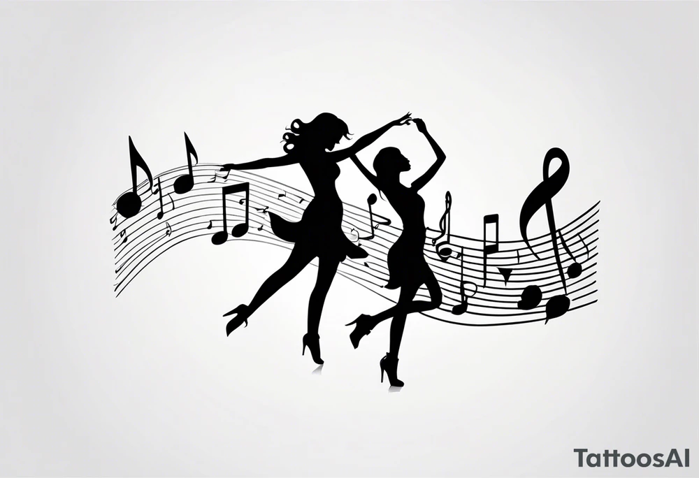Music notes connecting daughters dancing tattoo idea