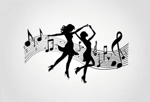 Music notes connecting daughters dancing tattoo idea