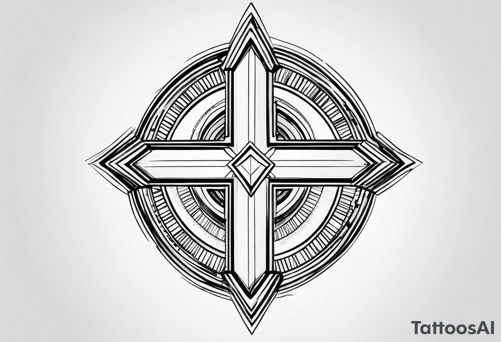 A cross with an up arrow on too tattoo idea