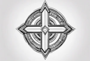 A cross with an up arrow on too tattoo idea
