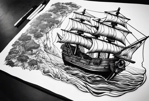 Tattoo that is for chest in is treasure map.(NO SHIPS) tattoo idea