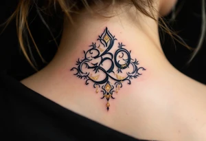 Mantra "Om Mani Padme Hum" in black ink with gold accents, expressing the essence of compassion. tattoo idea