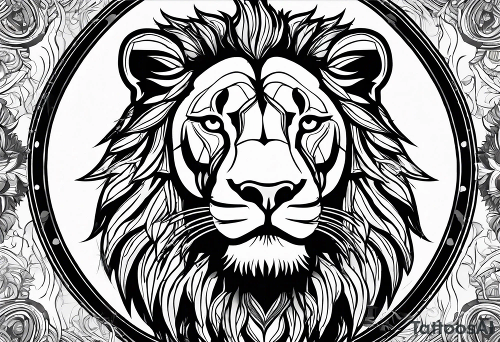 Africa continent shape with a detailed roaring lion face filling the inside tattoo idea