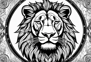 Africa continent shape with a detailed roaring lion face filling the inside tattoo idea