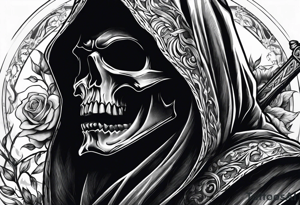 Man chasing the grim reaper tattoo idea