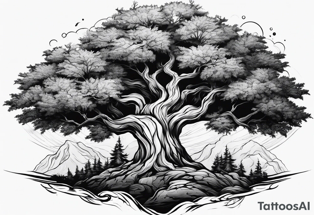 Three trees fineline tattoo idea