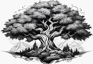 Three trees fineline tattoo idea
