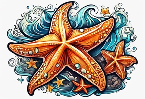 star fish of different shapes and sizes tattoo idea