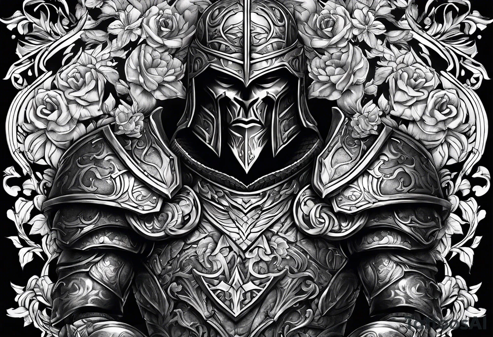Armor for upper arm and chest tattoo idea