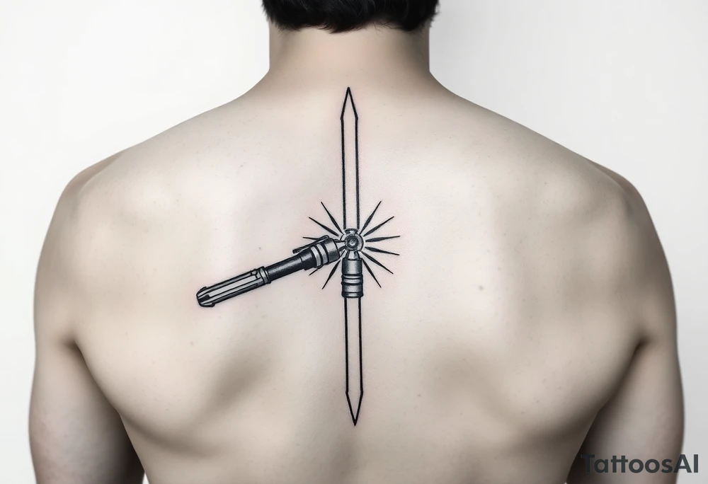 anakin skywalker lightsaber black and white back tattoo tattoo idea
