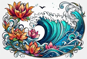 sea, flower tattoo idea