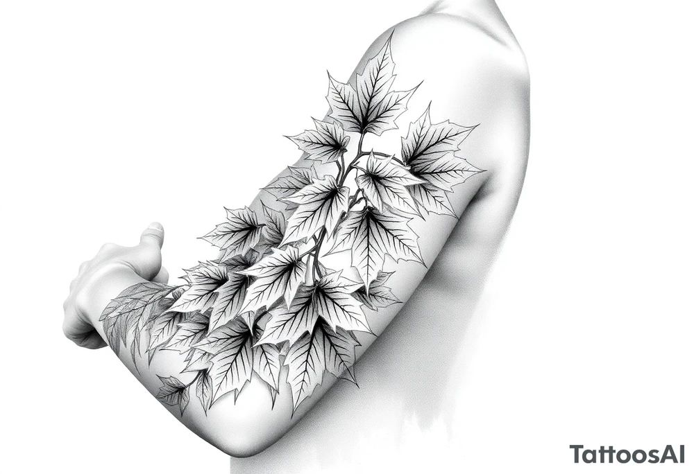 Maple leaves, juniper leaves, Blake, Kenya, Jacob tattoo idea