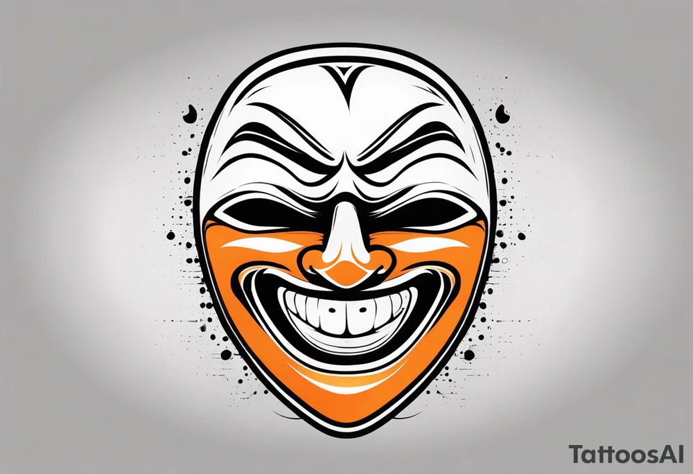 Laughing mask that is orange and black simplistic tattoo idea