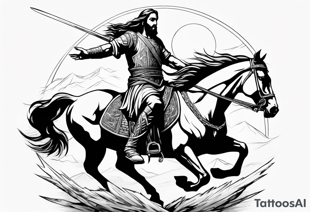 Warrior Jesus on a horse tattoo idea