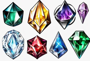7 chaos emeralds in different colors inspired by sonic the hedgehog 2 tattoo idea