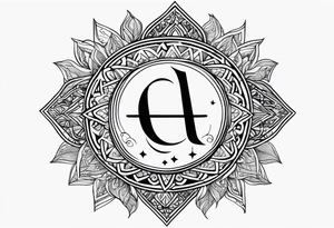 Arabic letter elif and sun symbol together tattoo idea