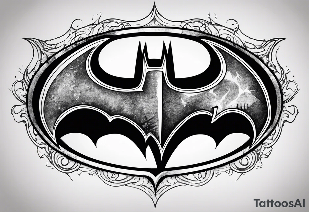 batman symbol, grunge, sketchy tattoo idea