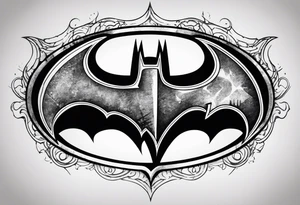 batman symbol, grunge, sketchy tattoo idea