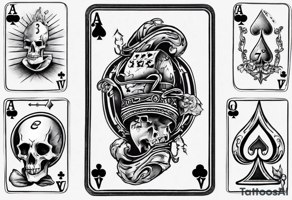 7 and 2 poker card, most outward facing card have a small grave on it tattoo idea