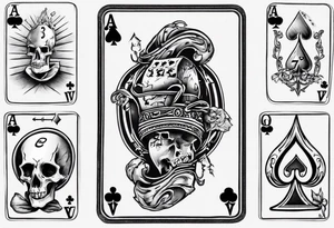 7 and 2 poker card, most outward facing card have a small grave on it tattoo idea