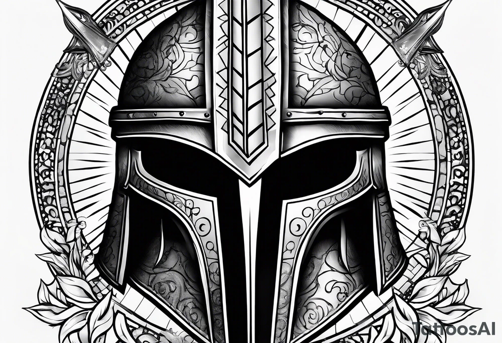 If you’re going thru hell keep going text wrapped around a spartan helmet. tattoo idea