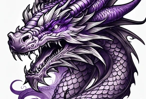 purple dragon arm sleeve with an eldritch design tattoo idea