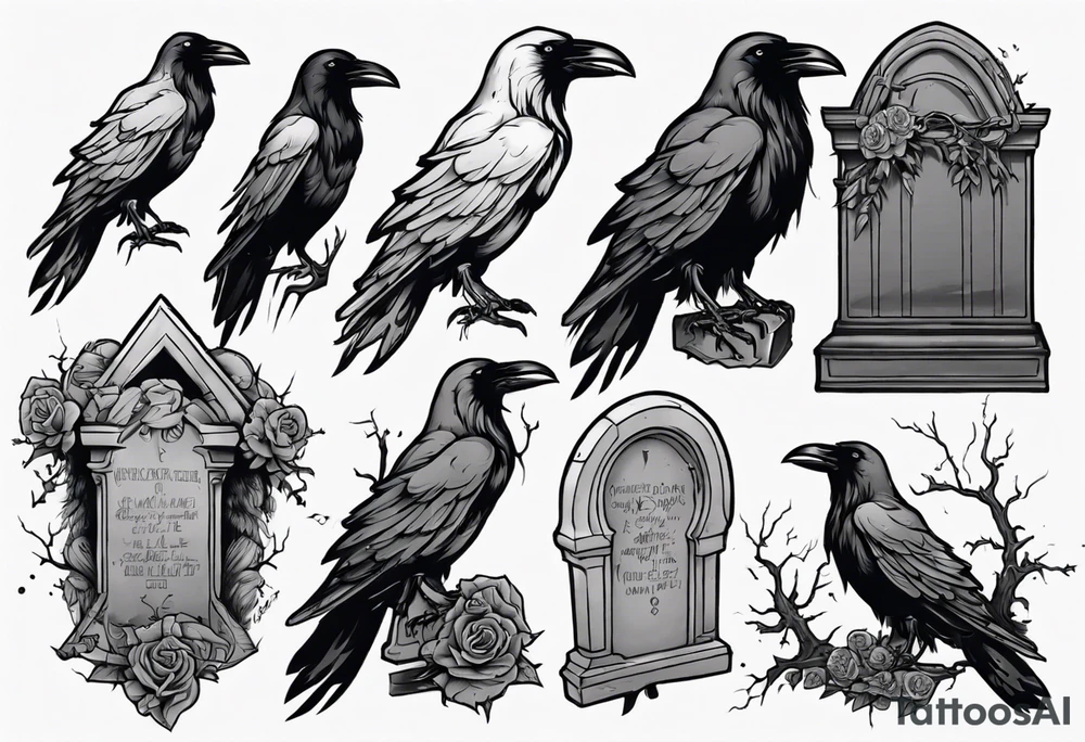 Raven on the grave tattoo idea