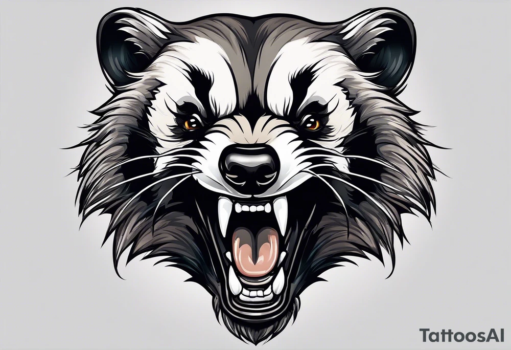 aggressive and killer face badger/wolverine with cute smile tattoo idea